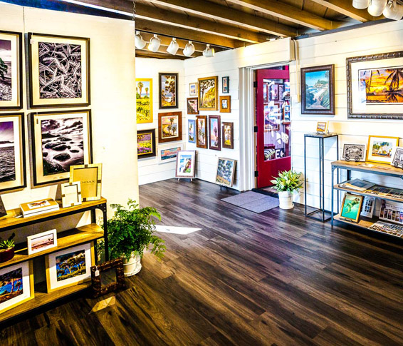 Leucadia Art Gallery - paintings and pictures covering the walls of the gallery